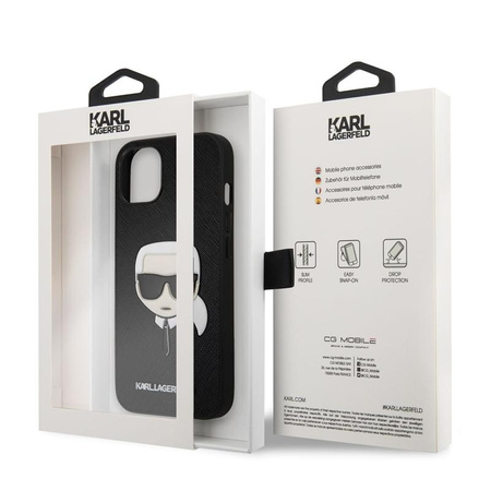 Karl Lagerfeld Saffiano Ikonik Karl`s Head - Etui iPhone 13 Mini (czarny)